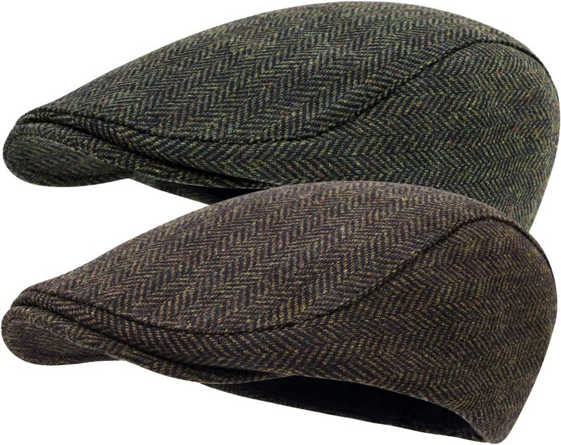 STARANCE 2 Pack Newsboy Hats for Men Wool Blend Ivy Driving Flat Cap - Image 1